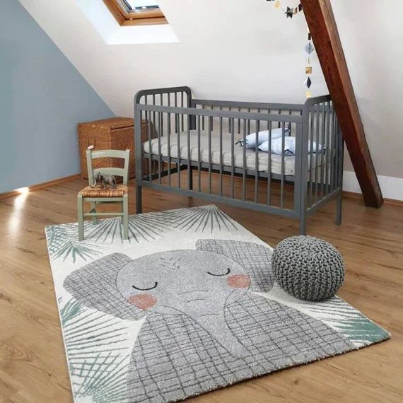 Tapis Chambre Enfant Éléphant Junko – Nattiot Multicolore