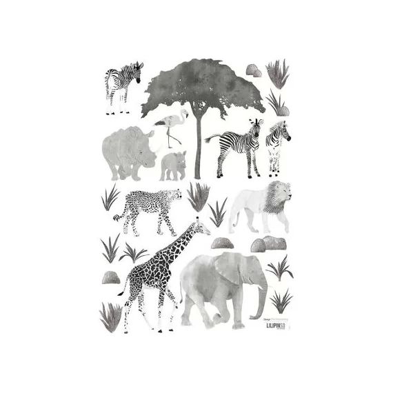 Planche de stickers A3 d&rsquo;animaux sauvages