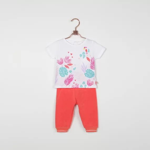 T-shirt à imprimé et col rond Fille Blanc