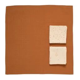 Langes En Coton Bio Boite De 3 Marron/beige