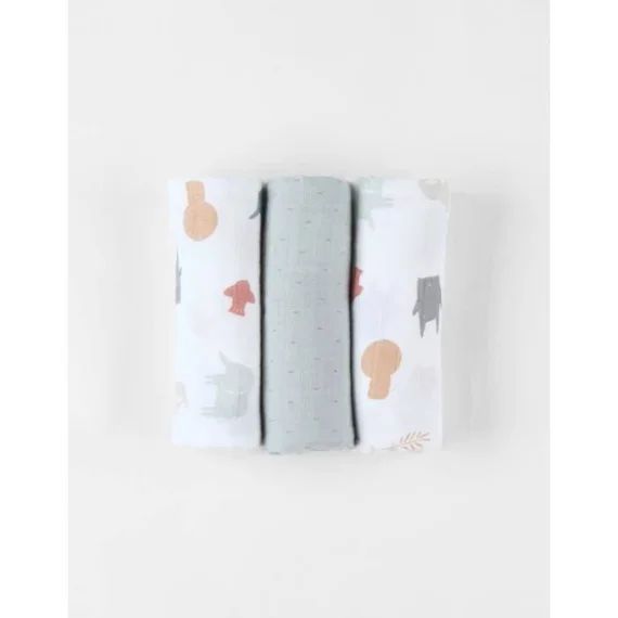 Lot De 3 Langes Jungle En Mousseline, Blanc