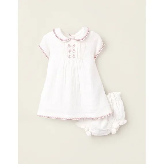 Robe + Bloomer Avec Broderies Beige Clair