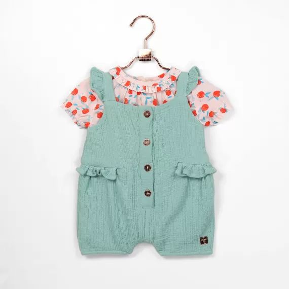 Blouse zippée percale de coton Fille Rose