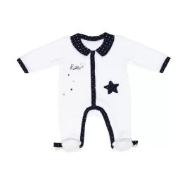 Pyjama bébé à  manches longues en velours blanc