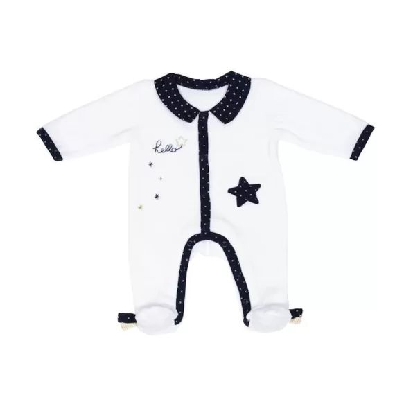 Pyjama bébé à  manches longues en velours blanc