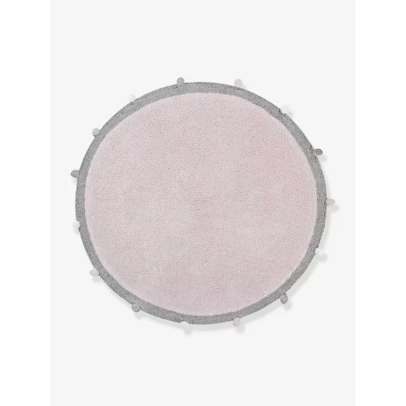 Tapis coton lavable rond avec pompons LORENA CANALS rose
