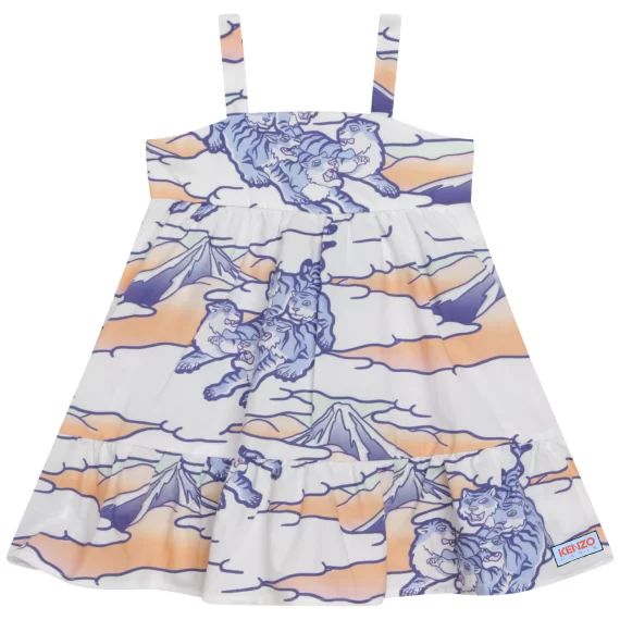 Robe à bretelles en popeline Fille Blanc
