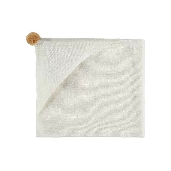 Couverture tricotée à capuche blanche So Natural (65 x 65 cm)