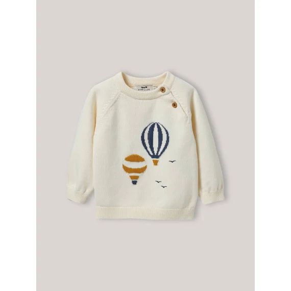 Pull Montgolfières En Coton Biologique Ecru