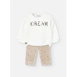 Ensemble Bébé Sweat-shirt Et Pantalon En Maille Beige