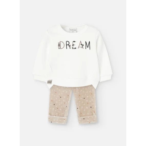 Ensemble Bébé Sweat-shirt Et Pantalon En Maille Beige