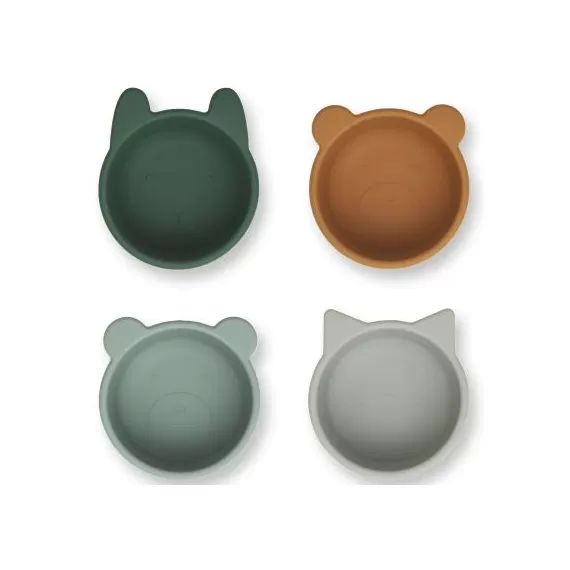 Lot de 4 mini bols en silicone Malene green multi mix (8 cm)