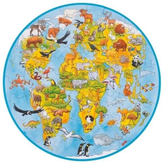Puzzle Xxl Le Monde – Goki – Animaux – Moins De 100 Pièces – Enfant – Mixte Bleu