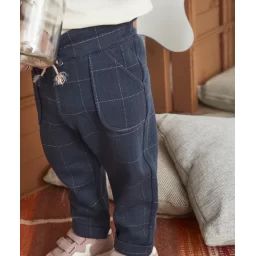 Pantalon coupe chino bleu avec carreaux pailletés bébé fille –  – Soldes