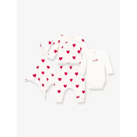Coffret cadeau naissance cœur PETIT BATEAU blanc imprimé