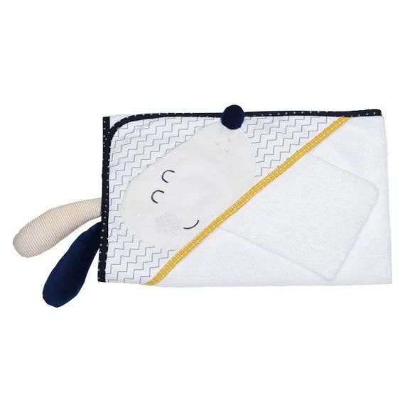 SAUTHON Cape de bain et gant de toilette Hello blanc