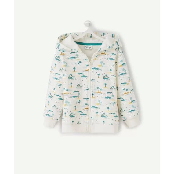 Le gilet écru avec capuche et animation crocodiles –  – Soldes