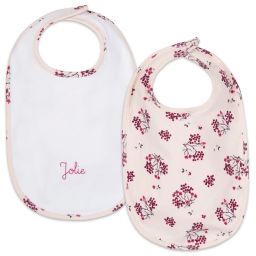Lot de 2 bavoirs en coton Fille Rose