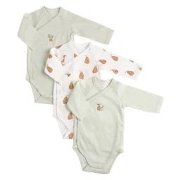 Bodies Bébé Manches Longues En Coton Lot De 3 Vert