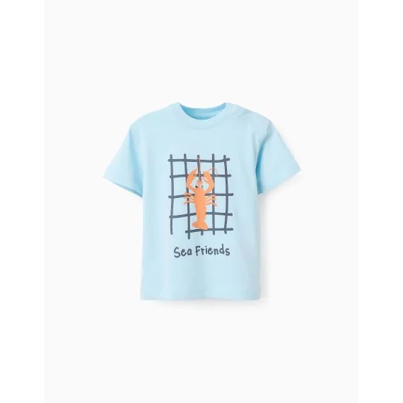T-shirt De Coton Et Détails 3d Bleu Clair