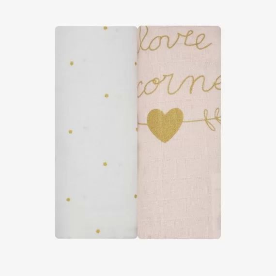 Lot de 2 maxi langes Rose blanc