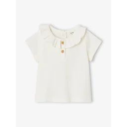 Tee-shirt en côtes bébé avec collerette écru