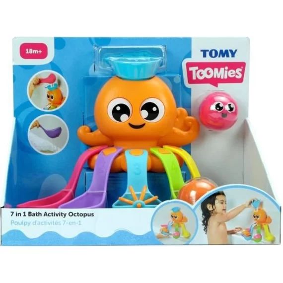 Poulpy d&rsquo;activités 7-en-1 – TOMY – Jouet de bain éducatif pour bébé – Bleu – 12 mois et plus bleu