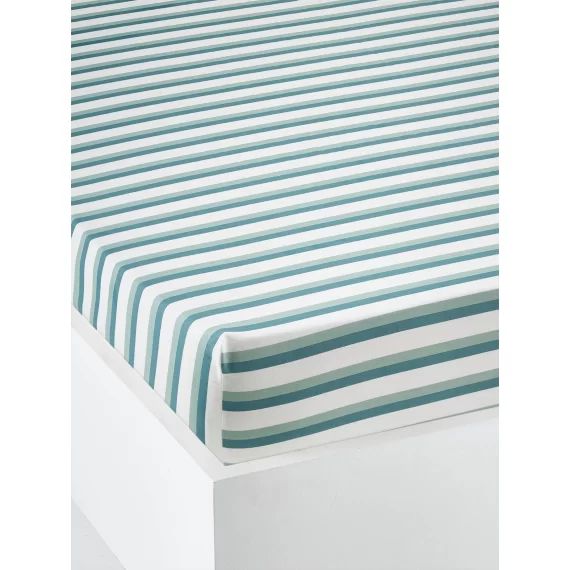 Drap-housse enfant QUEL CHANTIER ! écru / vert
