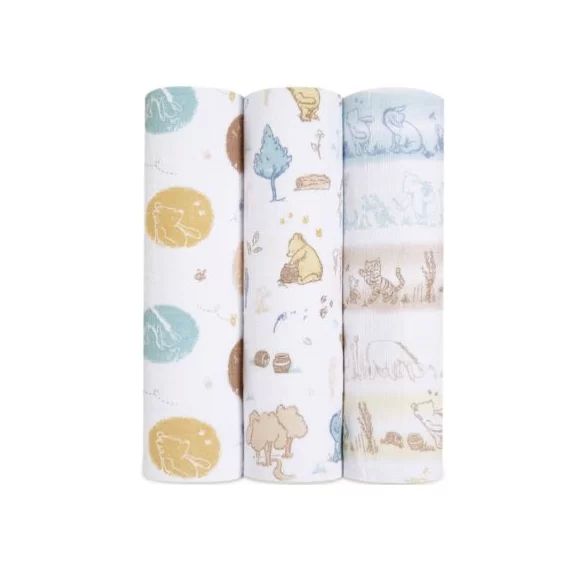 Lot de 3 maxi langes en coton Winnie in the Woods (120×120 cm)