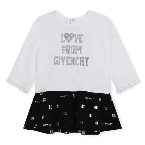 Robe bi-matière imprimée Fille Blanc