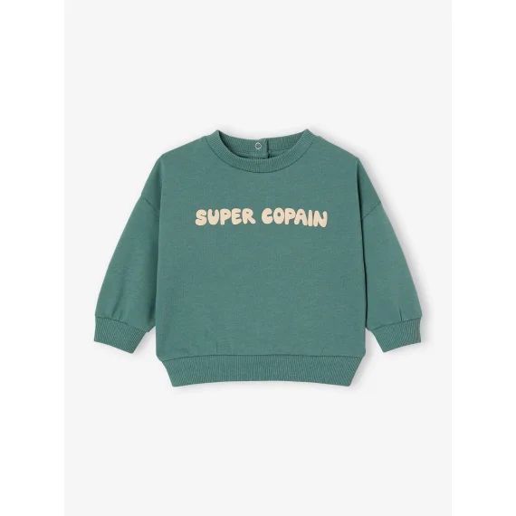 Sweat bébé personnalisable pressionné dos vert émeraude