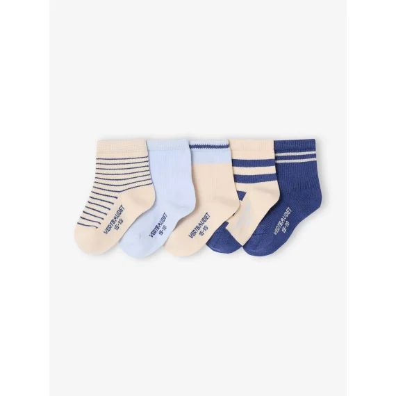 Lot de 5 paires de chaussettes bébé BASICS bleu