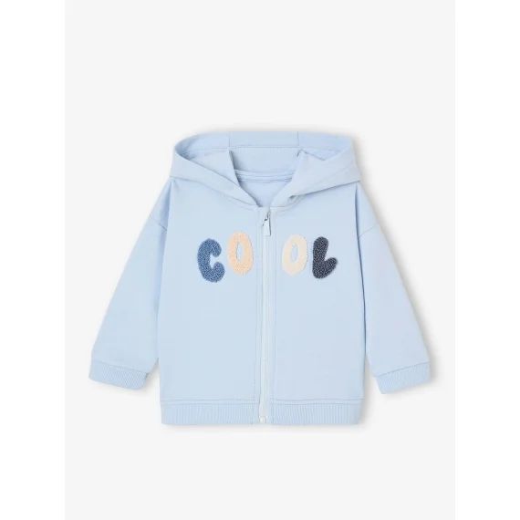 Sweat zippé bébé à capuche bleu ciel