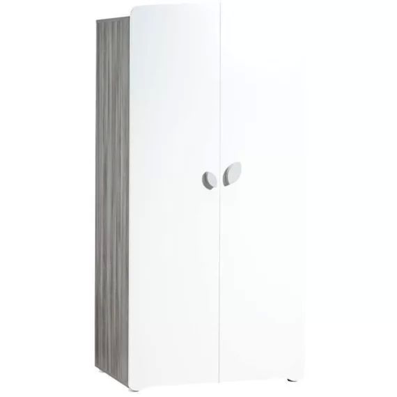 Armoire 2 portes bébé 175x86x56cm en bois gris gris