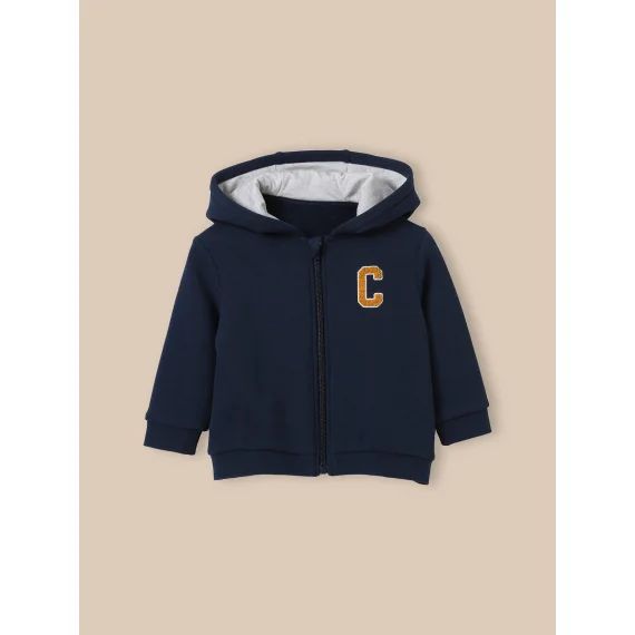 Hoodie Zippé En Coton Biologique Marine