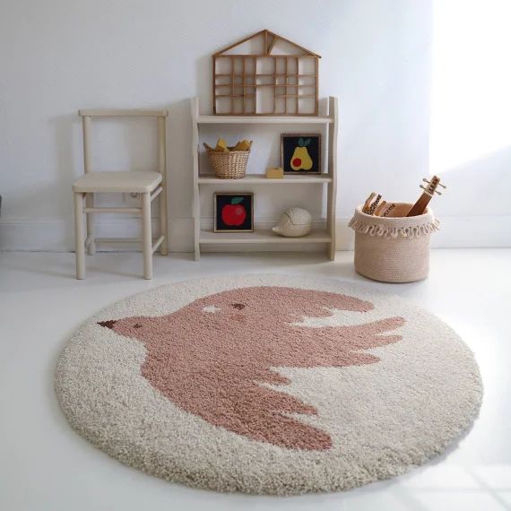 Tapis Chambre Enfant Petit Oiseau Bohemian Bird Creme