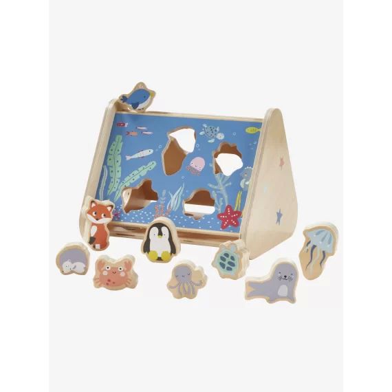 Boîte à formes des animaux en bois FSC® multicolore