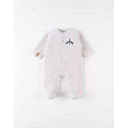 Pyjama 1 pièce broderie raton laveur en velours beige