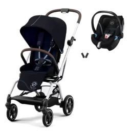 Poussette Cybex Eezy S Twist PLUS 2 – Châssis Silver/ Siège Ocean Blue + Coque Auto Aton 5 – Deep Black (2022)