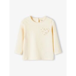 T-shirt bébé fille poche coeur et fraises BASICS beige clair