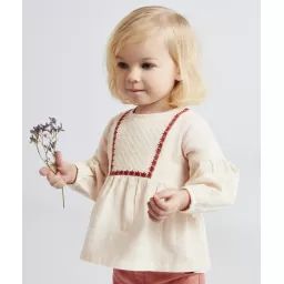 Blouse écrue bébé fille en coton effet matelassé –  – Soldes