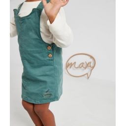 Robe verte style salopette bébé fille –  – Soldes