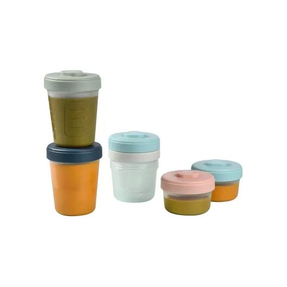 Lot de 6 pots de conservation bleu, rose et vert (90 ml, 150 ml et 250 ml)