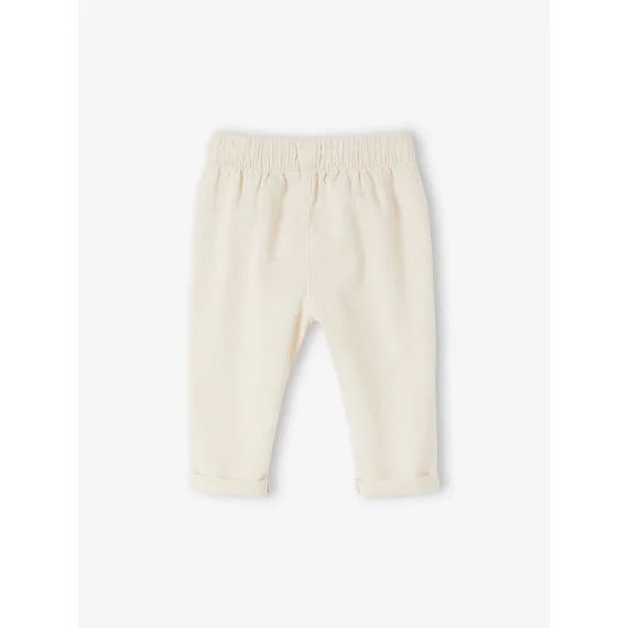 Pantalon léger en lin et coton bébé gris perle