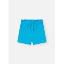 Short Uni En Coton Bleu