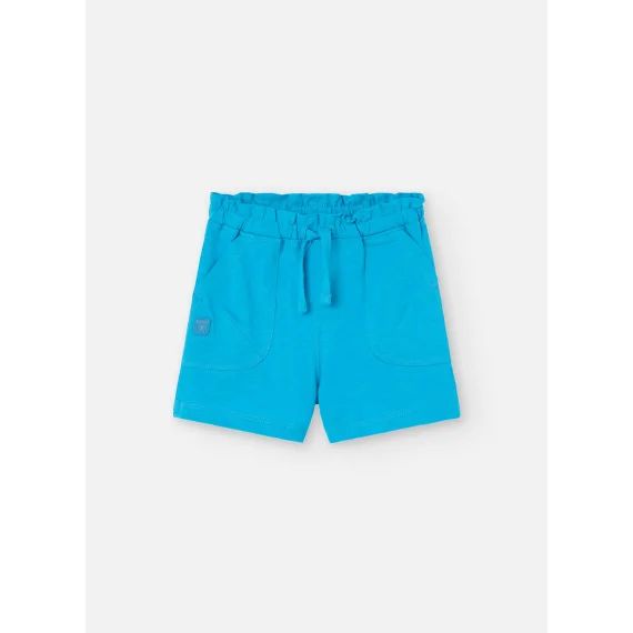 Short Uni En Coton Bleu