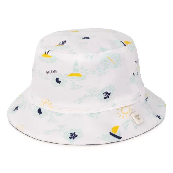 Chapeau en coton à motif Garçon Blanc