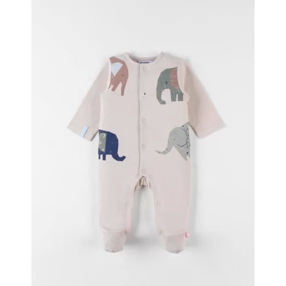 Pyjama 1 Pièce Éléphants En Jersey Sable Beige