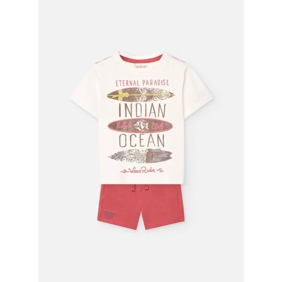 Ensemble T-shirt Et Bermuda En Coton Blanc