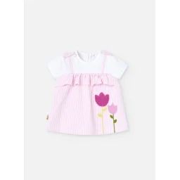 Robe Effet 2 En 1 En Coton Avec Imprimé Rayures Rose